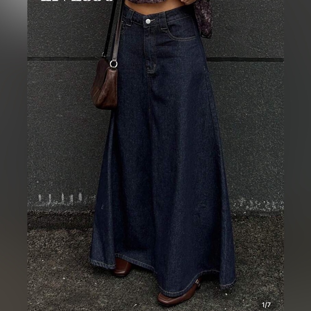 Dark Blue Women's Denim Maxi Skirt